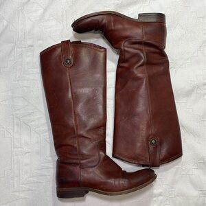 Frye Cognac Leather Melissa Button Riding Boots Style 77167 Western Size 6 1/2B
